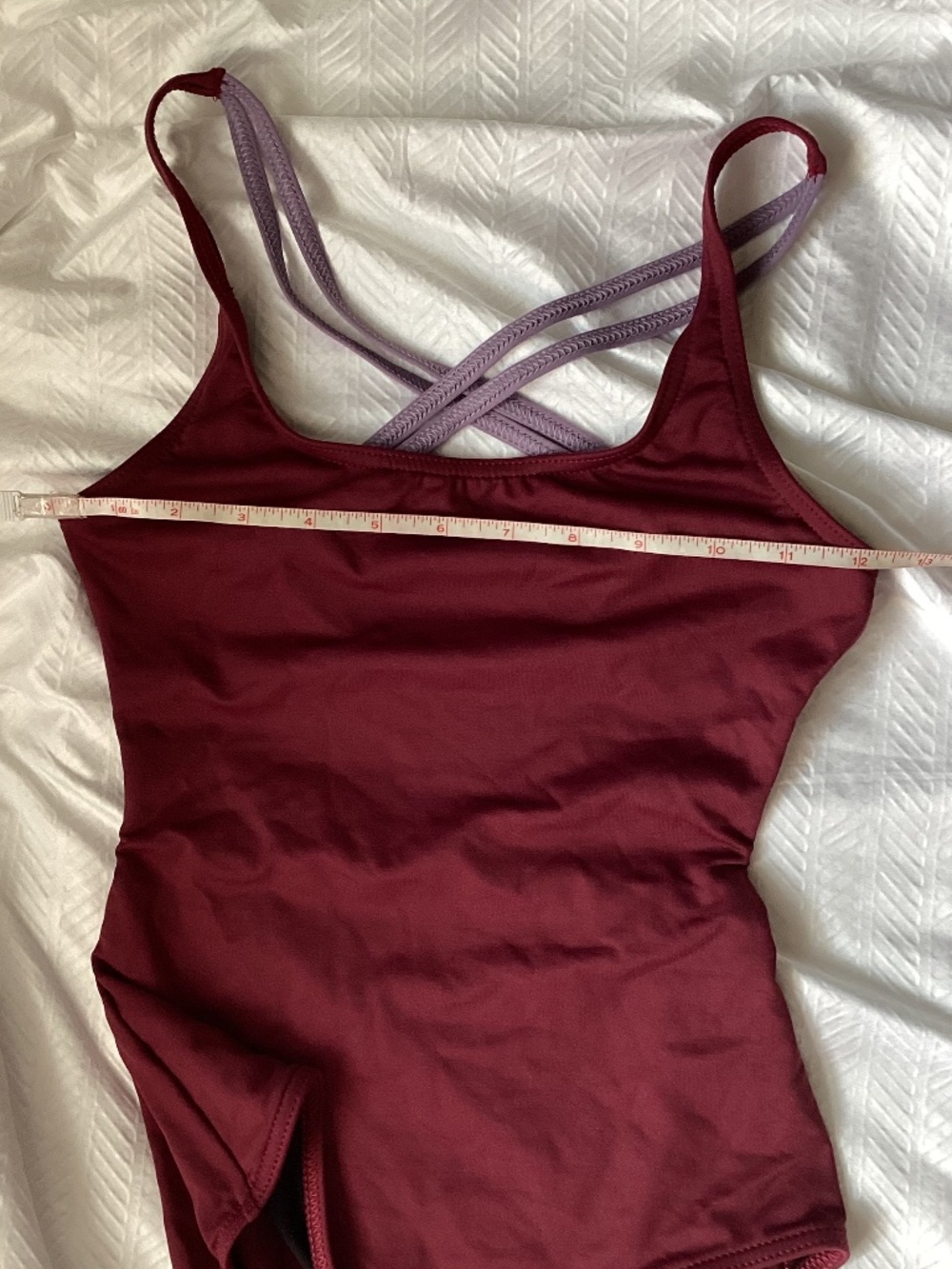 Harmonie Bodywear Cami Dance Leotard Burgundy w/ Pink Purple strappy back XS NEW - Picture 4 of 8